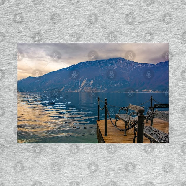 Bench on Limone sul Garda Waterfront, Italy by jojobob